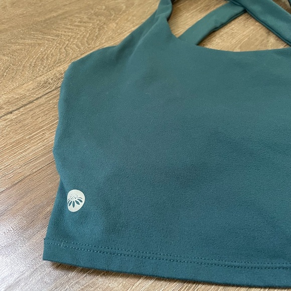 Senita Athletics Harmony Crop Top Sports Bra Pacific Teal Blue ~ Size Small - Picture 3 of 9